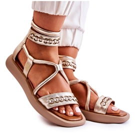 Lädersandaler På Plattformen Maciejka 05559-25 Gyllene