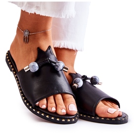 Vinceza Klassiska tofflor för kvinnor med en ögla Svart Cassia