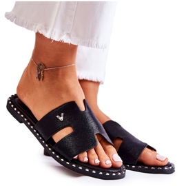 Vinceza Fashionabla kvinnors tofflor med svart Miquel-emblem