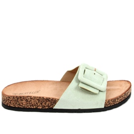 Priya LT.GREEN tofflor i korksula grön