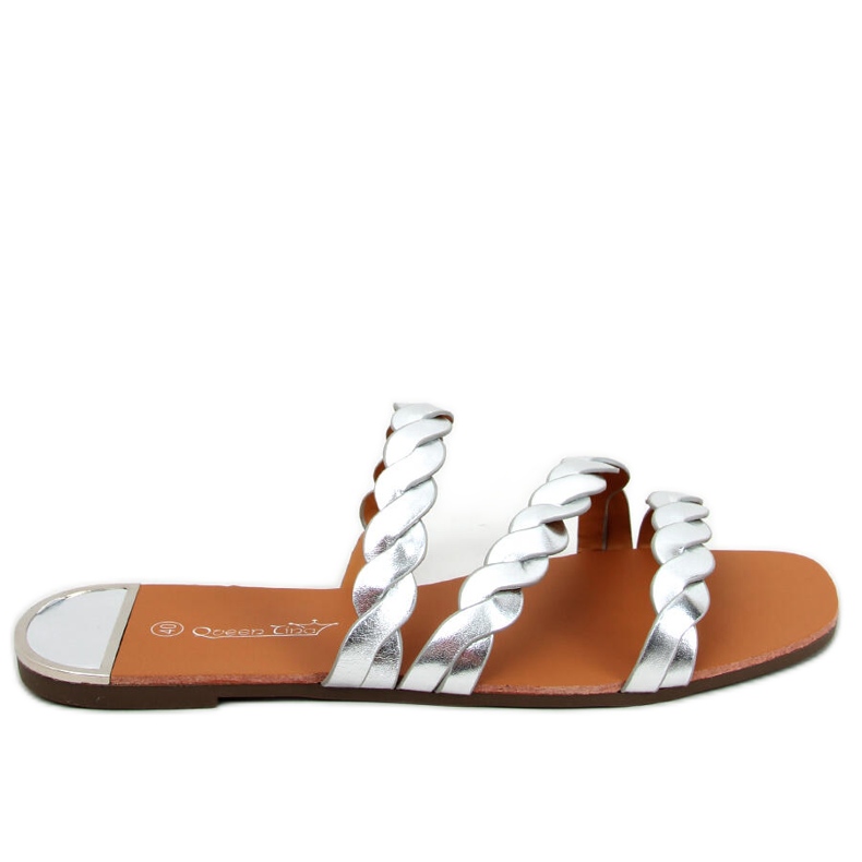 Clover Silverfärgade damtofflor silver-