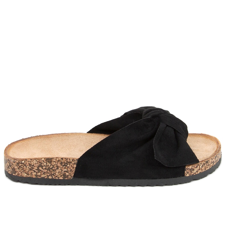 Korktofflor med lilasvart rosett