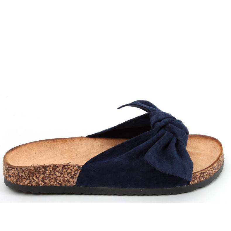 Korktofflor med Lilac DK.BLUE rosett blå