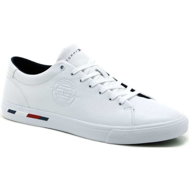Skor Tommy Hilfiger Corporate Logo Leather Vulc M FM0FM04076 vit