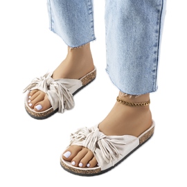 Beiga tofflor med fransar för damer beige