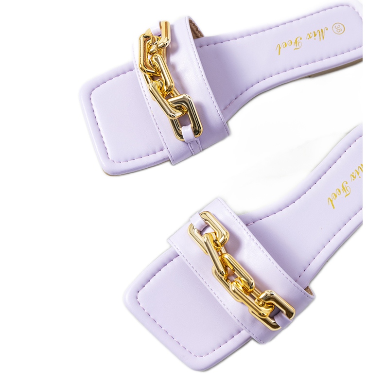 Violett eleganta tofflor med Cherell-kedja
