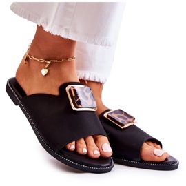 FJ1 Kvinnors tofflor med dekorativa element svart Leonia