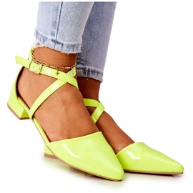 WS1 Patentpumpar på låga klackar Neongul Giovanna