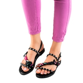 Cm Paris Trendiga sandaler med cubic zirconia svart