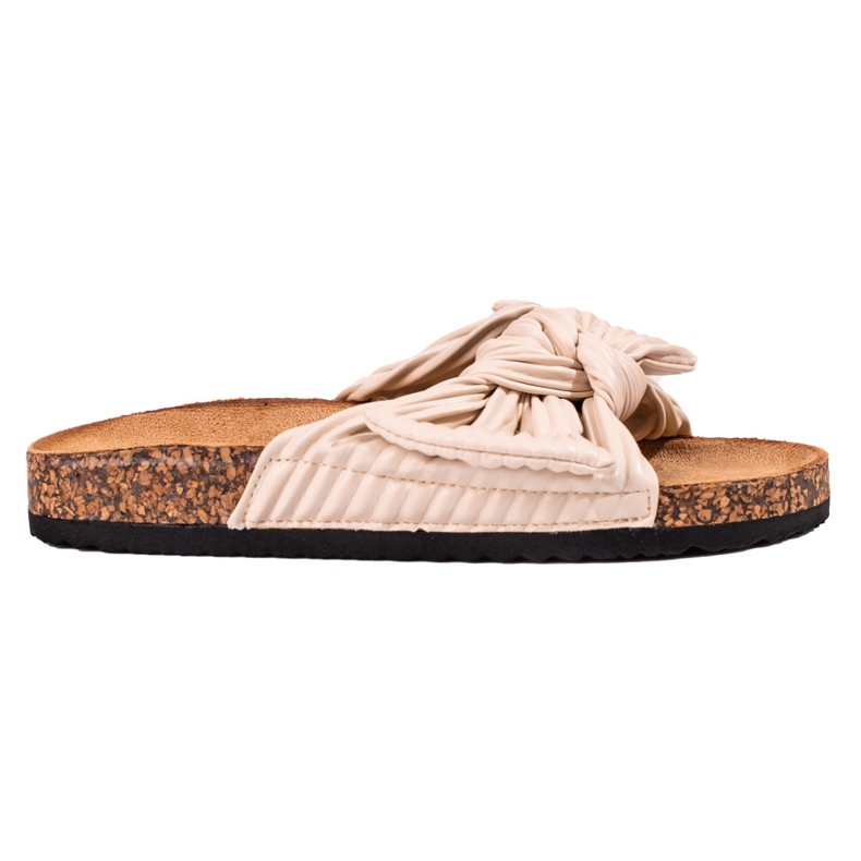 Bestelle Snygga flipflops med rosett beige
