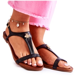 S.Barski Bekväma damsandaler med svart sabrindekoration