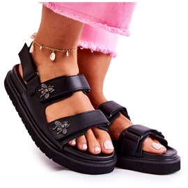 S.Barski Damsandaler med svart Elly-dekoration