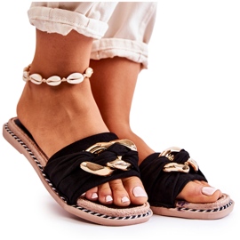 FK1 Tofflor i mocka med dekorativ svart Louie-kedja