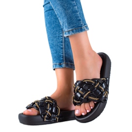 Seastar Snygga tofflor med kedjor svart