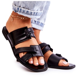 Bekväma lädertofflor för kvinnor Maciejka 05549-01 Svart