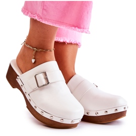 FS1 Kvinnors Tofflor Träskor På Klack Vita Ivette