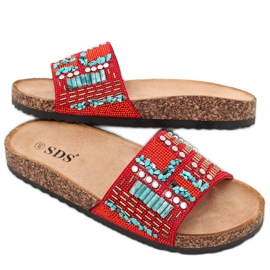 Taida Röda korktofflor blå