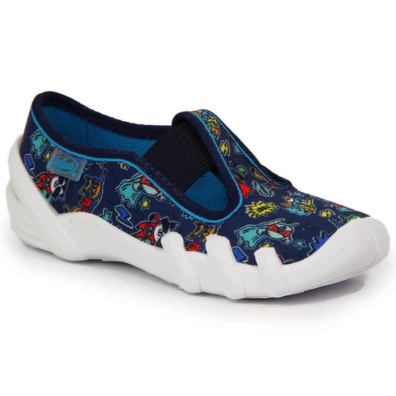 Tofflor för dagis på gummiband, marinblå Jr. Befado