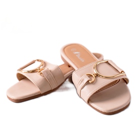 SHELOVET Eleganta tofflor med prydnad beige