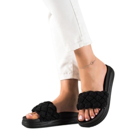 Seastar Svarta tofflor med kristaller