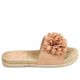 Blommig fiesta Primrose Camel tofflor beige