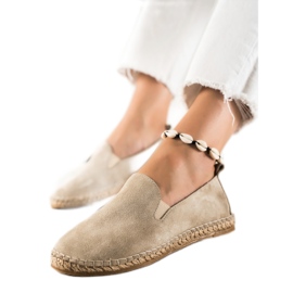T.Sokolski Klassiska läder Espadrillos beige brun