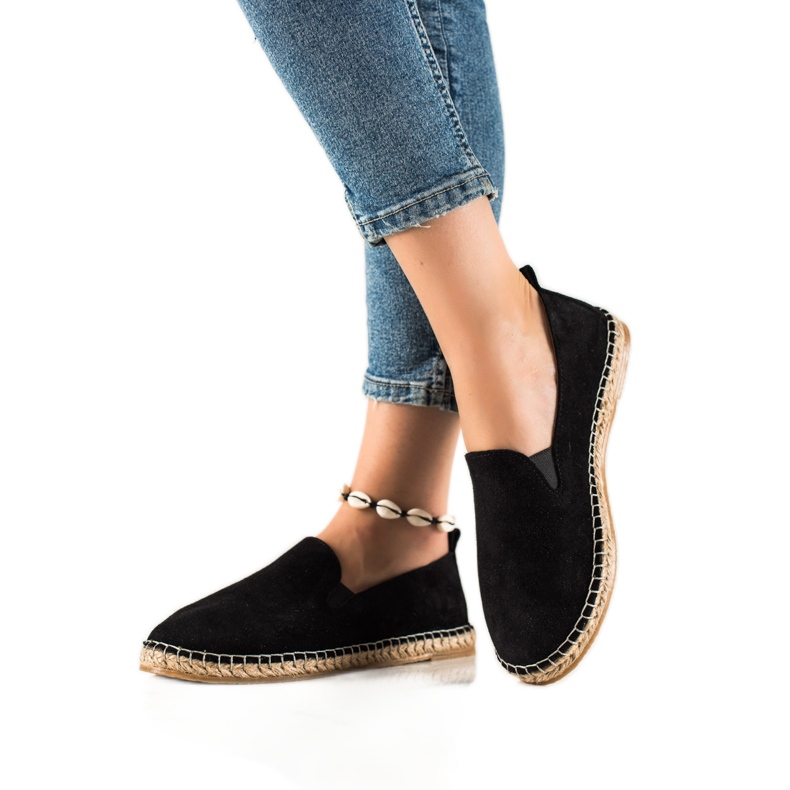 T.Sokolski Klassiska läder Espadrillos svart