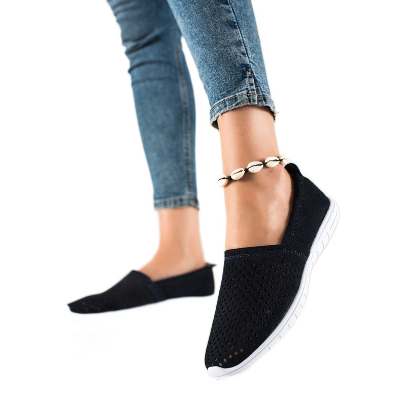 DK Openwork läder slipons marinblå