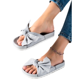 SHELOVET Fashionabla tofflor med rosett grå