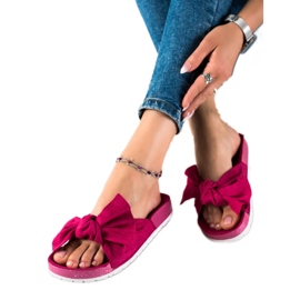 SHELOVET Trendiga tofflor med rosett rosa