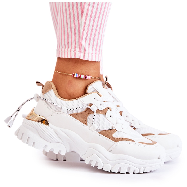 PM2 Fashionabla textilsportskor Beige och vit Amariso