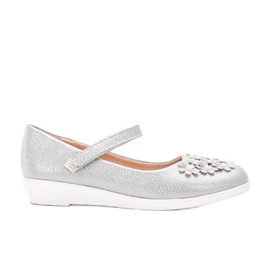 Grå glänsande ballerinor för barn Alaja silver-