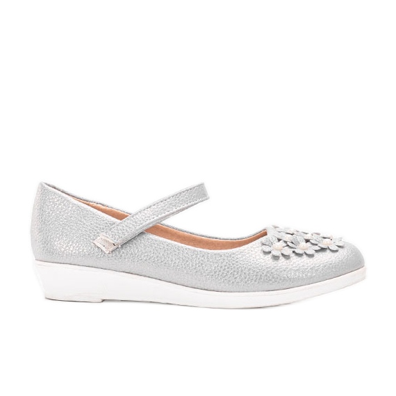 Grå glänsande ballerinor för barn Alaja silver-