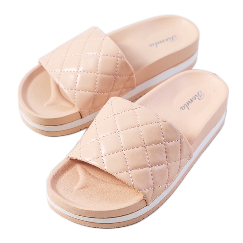 Hassell rosa quiltade tofflor