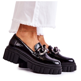 Dam Brogues Loafers Läder Svart-Silver Laura Messi 2339