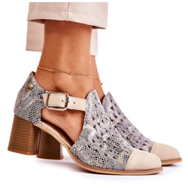 Genombrutna läderstövlar för kvinnor Maciejka 04962-04 Beige