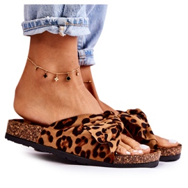 Wendy Brown och Black Cork Sole Tofflor beige brun svart