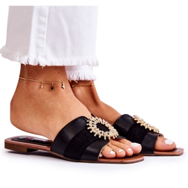 PS1 Bekväma damtofflor med svart Ginera-prydnad