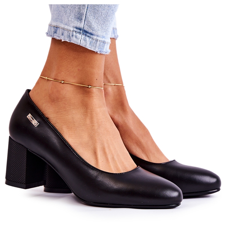 Läderpumpar på en stång Sergio Leone PB178 Svart