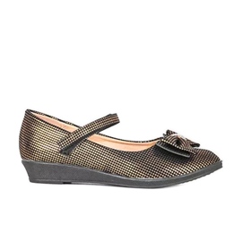 Barns gyllene ballerinor med Tienne rosett svart