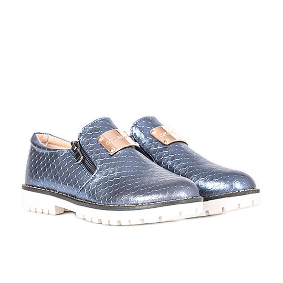 Barn Virton blå metallic brogues