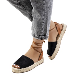 Svarta Chinner bundna espadrillor brun