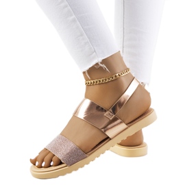 Laval rosa sandaler för kvinnor mångfärgad gyllene