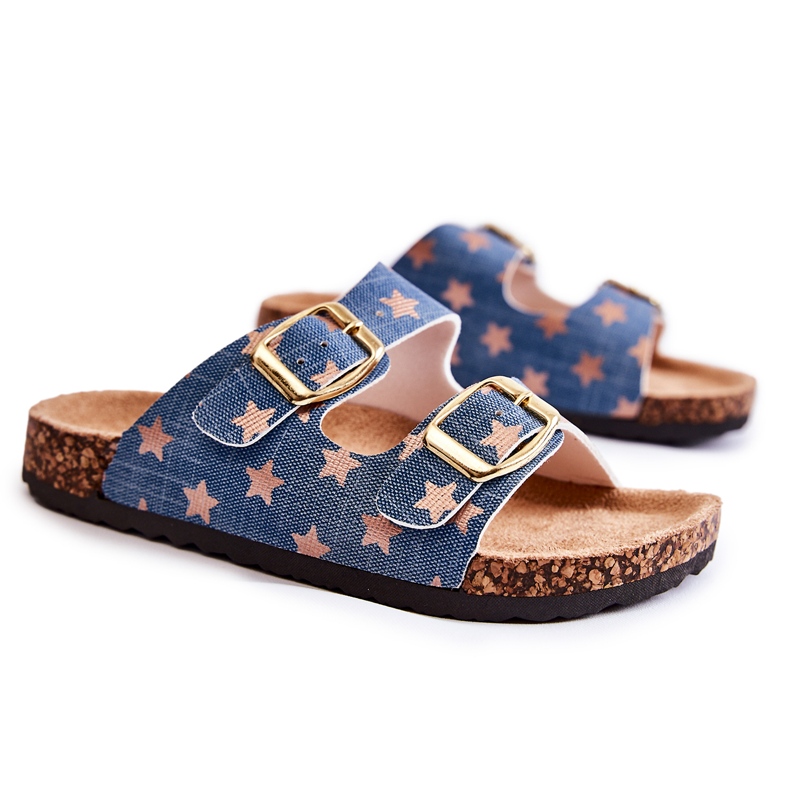 Vinceza Bekväma barns blå Ander tofflor beige