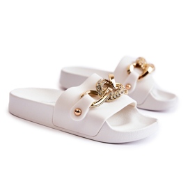 FK1 Gummitofflor för barn med en dekorativ kedja Vit Suzie