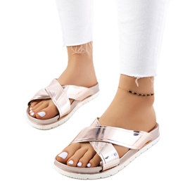 Nicolay tofflor i guld för kvinnor rosa gyllene