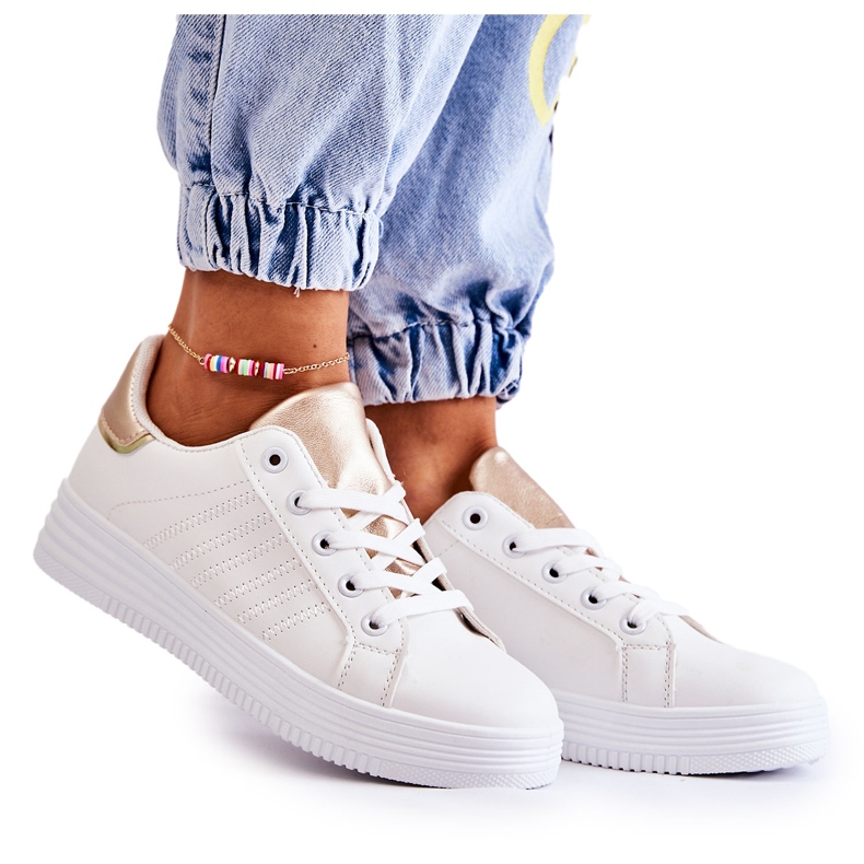 FK2 Vita sportskor för kvinnor Samanta gyllene