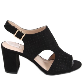 Stacy Black högklackade genombrutna sandaler svart