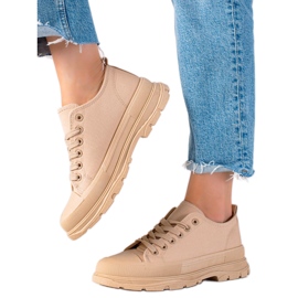 SHELOVET Sneakers på plattformen beige