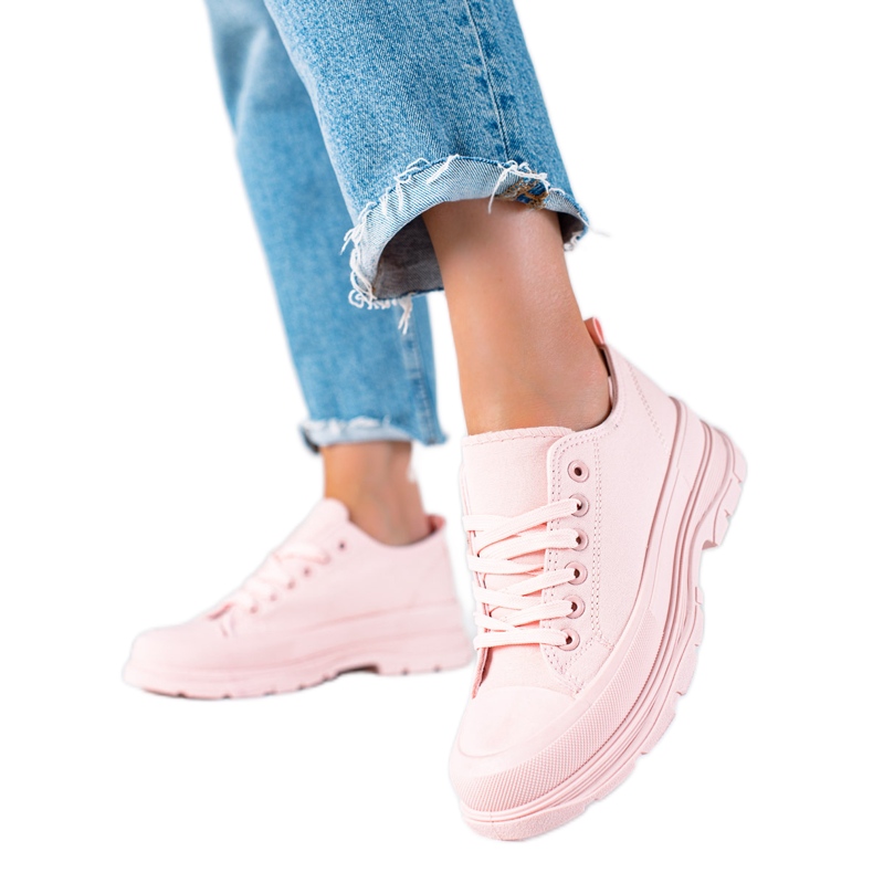 SHELOVET Sneakers på plattformen rosa